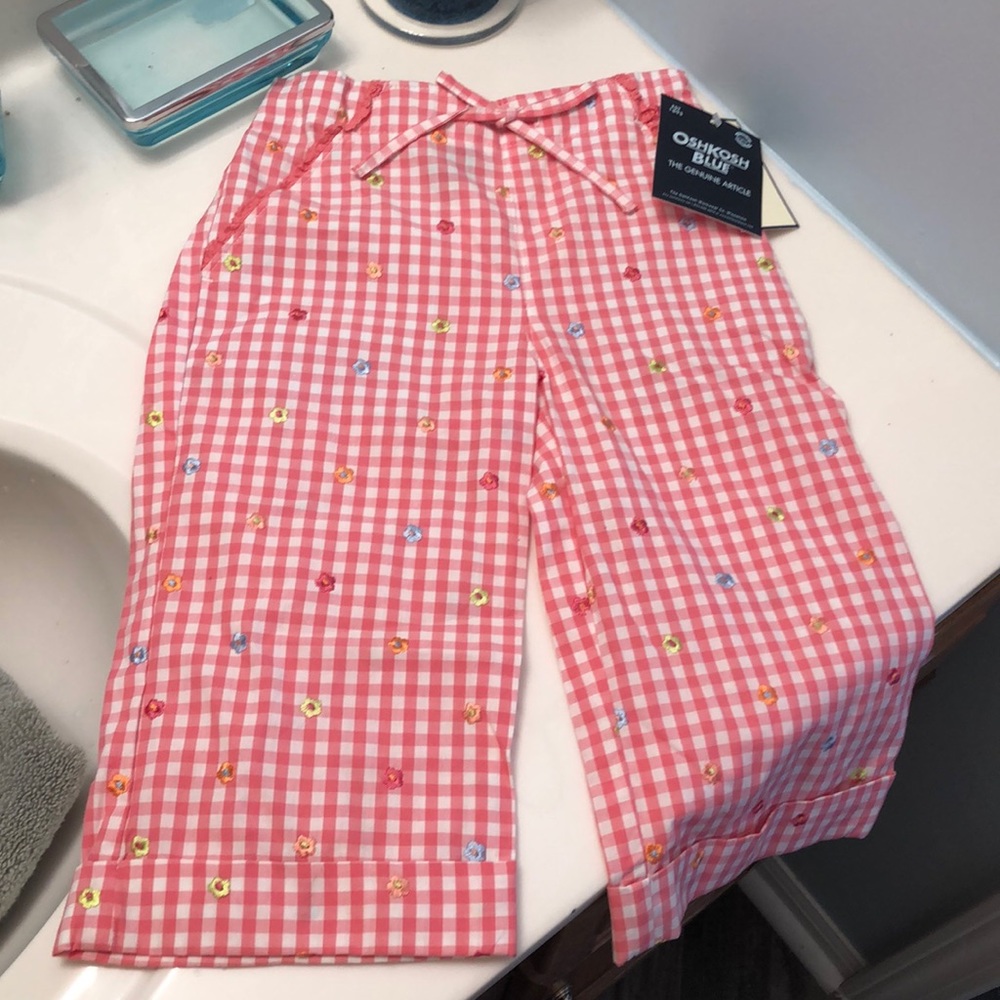 Vintage Oshkosh gingham daisy pants